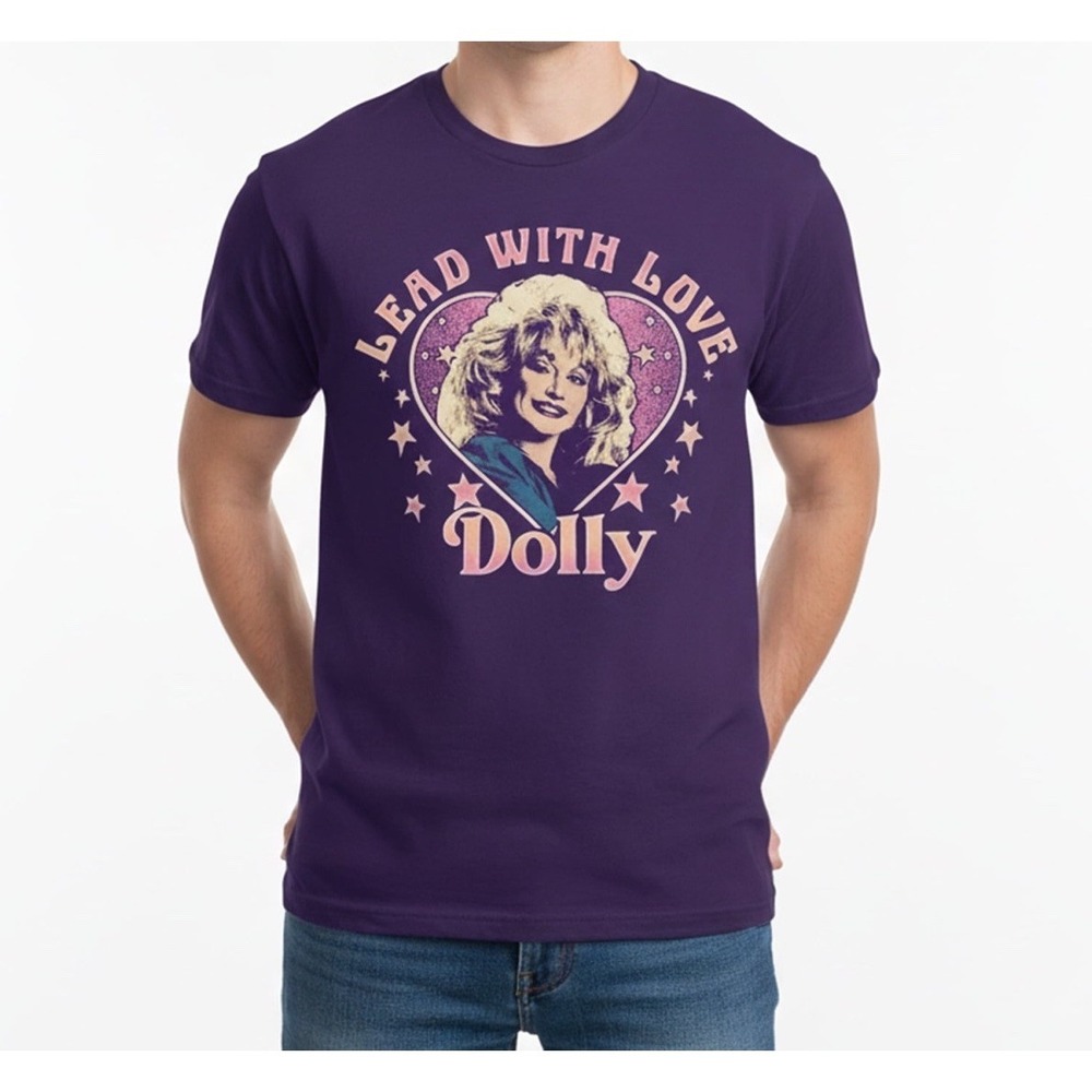 Dolly Parton Lead With Love Short Sleeve Shirt 2XL Purple Retro Classic Official